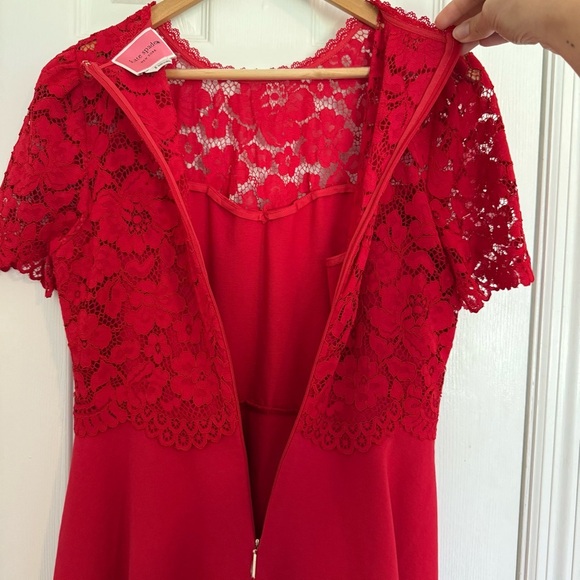 Kate Spade New York Rose Lace Bodice Ponte Dress Red Size 8 - Picture 12 of 16